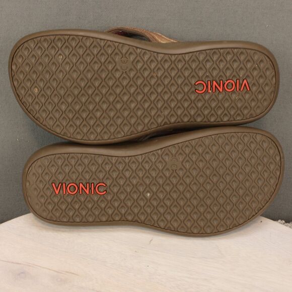 Vionic Sandals Womens 5 Brown Comfort Orthotic Flip Flops - Picture 7 of 10